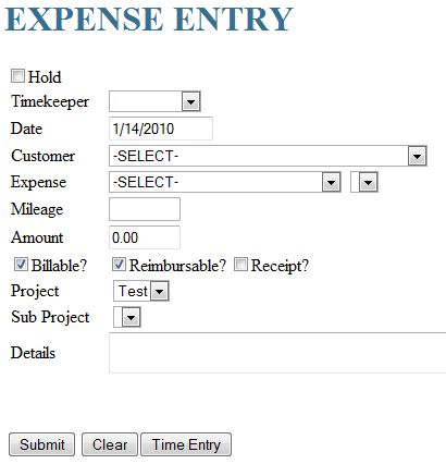 Expense Entry